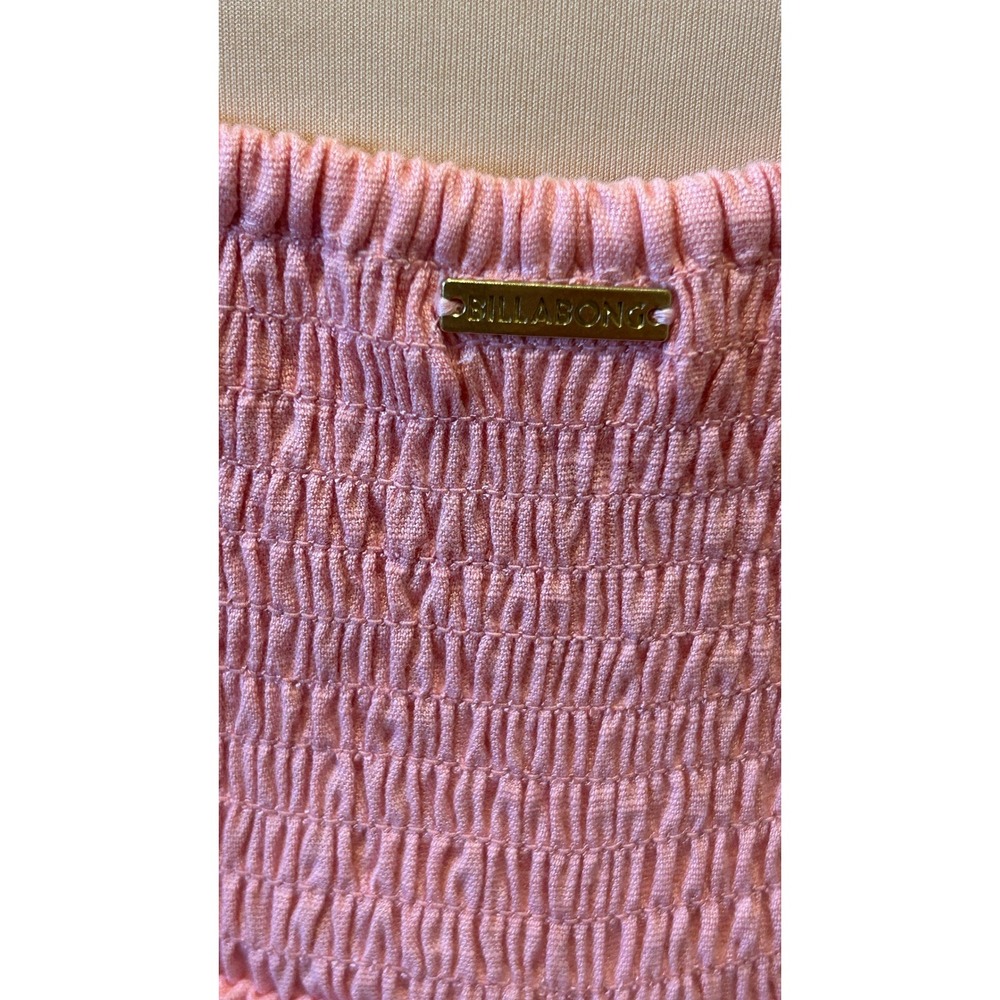 Billabong Maxi Dress Size M Pink Tiered Flutter Sleeve Smocked Boho Baby Shower - Picture 4 of 8